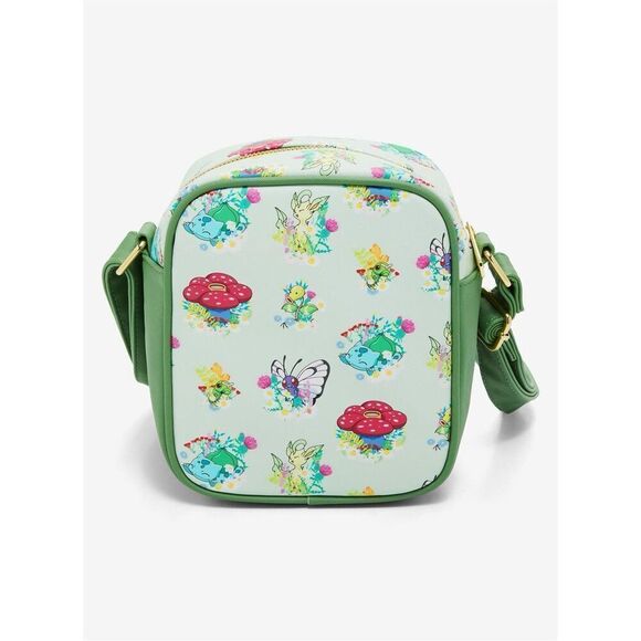 Loungefly Pokémon Grass Type Allover Print Crossbody Bag - Picture 5 of 6